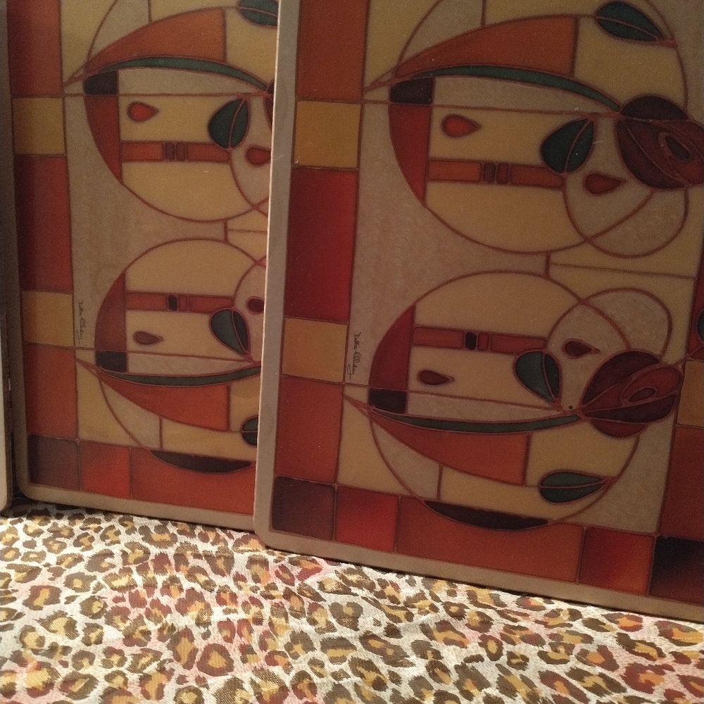 6 VINTAGE PIMPERNEL STAINED GLASS DESIGNED PLACEMATS